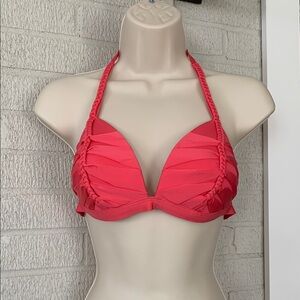LUXE by Lisa Vogel Women's Size 10 Hot Pink Halter Bikini Top Padded Cups